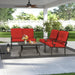 4Pcs Metal Outdoor Furniture Patio Conversation Set (Loveseat and Coffee Table, 2 Dining Chair) -Wrought Iron Patio Chair Set with Cushions (Red)