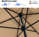 6.6 X 10 Ft Rectangular Patio Umbrella Rectangle Umbrella Outdoor Patio, Large Outdoor Umbrellas for Patio Table with Tilting and Sun UV Protection for Pool, Deck, Market, Backyard