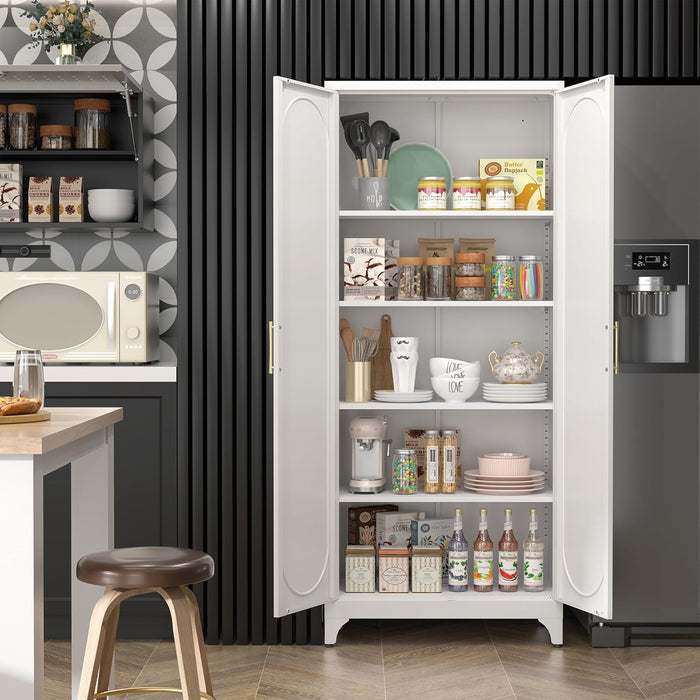 SeventyFiveInch White Industrial Grade Pantry Cabinet Storage
