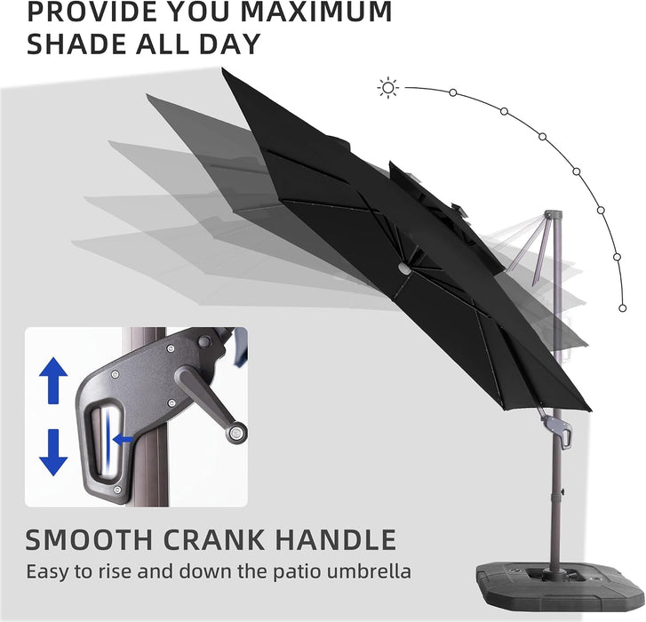 9X9 FT Cantilever Offset Patio Umbrella with Lights