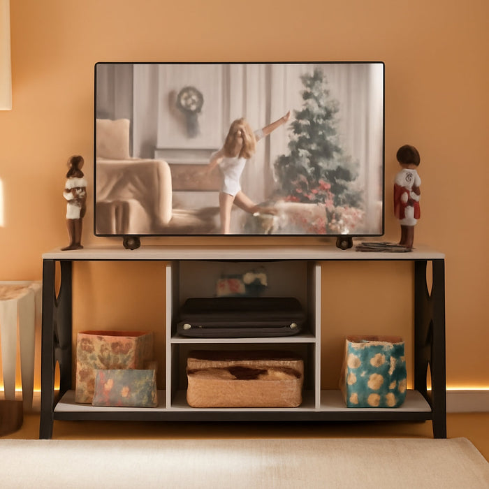 TV Stand for Tvs up to 65 Inch, 55 Inch TV Console for Living Room, Small Entertainment Center for Gaming Room, Bedroom TV Table, Gray