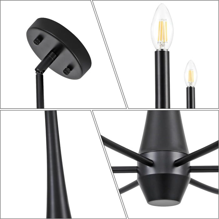 Black 6-Light Contemporary Farmhouse Chandelier Dining
