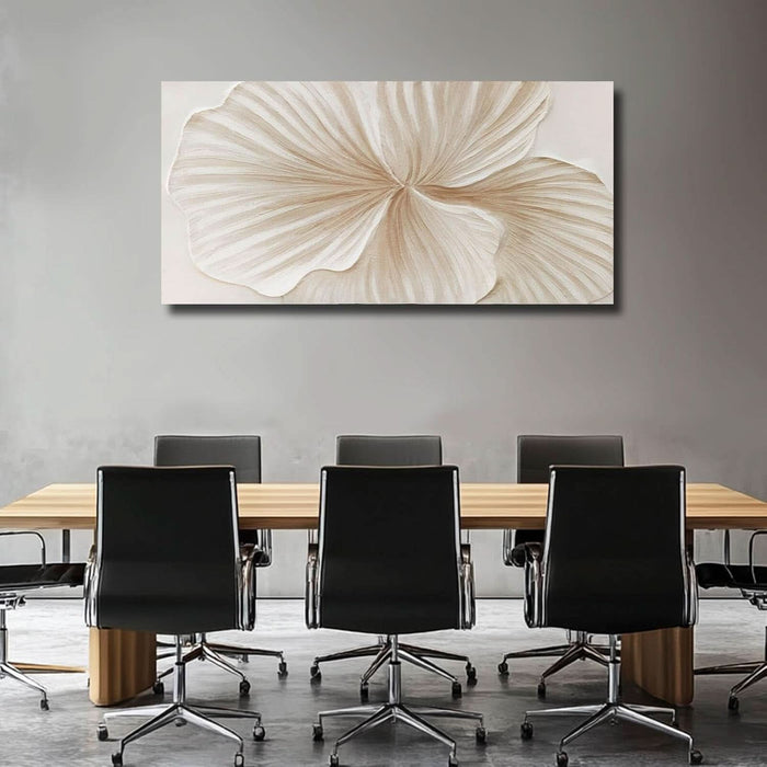 White and Gold Wall Art Abstract Floral Painting Modern 24X48 Artwork Minimalist Canvas for Bedroom Living Room Office Home Decoration