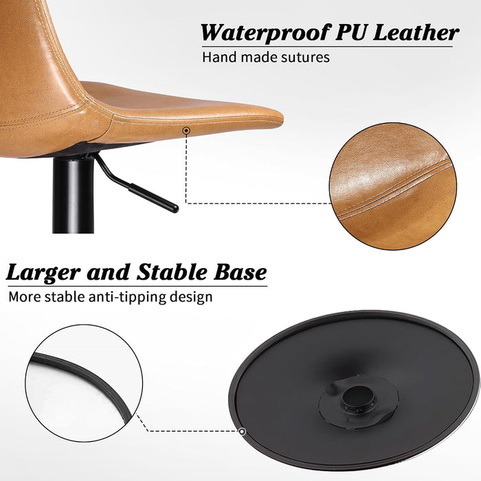 Adjustable Bar Stools Set of 4, Modern Faux Leather Swivel Barstools