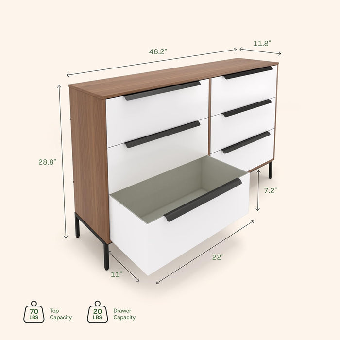 Lira Premium Dark Brown SolidWood Dresser SixDrawers