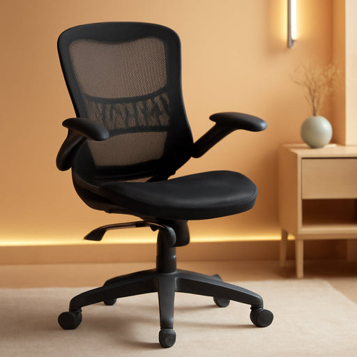 Office Star Ventilated Manager'S Office Desk Chair with Breathable Mesh Seat and Back, Black Base, Black