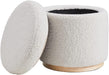 Home Décor Cream Sherpa round Storage Wooden Base by  Lexington Ottoman (AMZN2305)