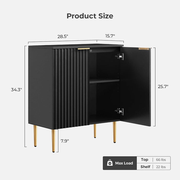 57"W Modern Sideboard Buffet Cabinet with Adjustable Shelves, Black