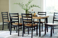 Blondon Rectangular Dining Room Table Set with 6 Chairs, Chevron Pattern, Tapered Legs, Seats 6, Wood, 60" Long, Brown & Black