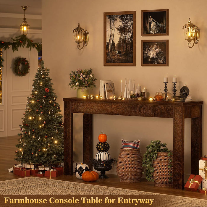 Console Table, 47" Farmhouse Wood Entryway Table, Sofa Tables Narrow Long behind Couch, Entry Table for Entrance, Hallway, Living Room, Cracked Oak