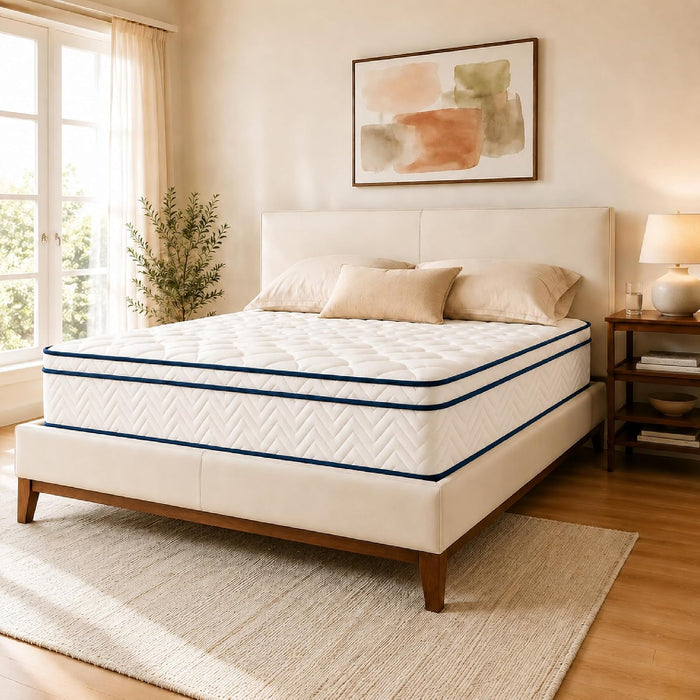 12 Inch Full Size Mattress, Hybrid Mattress in a Box, Memory Foam Mattress&Pocket Springs, Medium Plush, Pressure Relief & Motion Isolation, Certipur US Certified