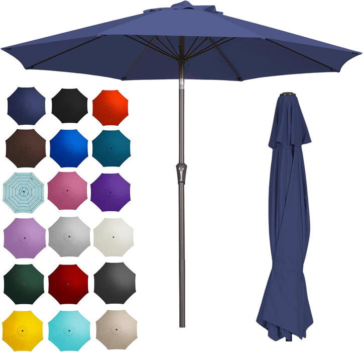 Patiokingdom 9FT Patio Outdoor Umbrella-Upf 50+ Sun Shade with Wind Vent, Push-Button Tilt & Smooth Crank Lift, Rust-Resistant Fiberglass Frame for Garden, Backyard,Yard