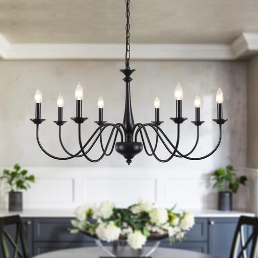 Farmhouse Chandeliers for Dining Room Light Fixtures 8 Lights Black Chandelier Light Fixture Ceiling Hanging Rustic Chandelier for Living Room Bedroom Entryway