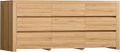 63" Dresser for Bedroom with 9 Drawers, Modern Dressers & Chests of Drawers with Metal Handles, Wooden Dresser TV Stand, Bedroom Dressers, for Bedroom, Hallway, Natural