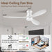 52" Wood Ceiling Fans with Lights Remote,Smart Control via Wifi Alexa App,Quiet DC Motor,Modern Flush Mount Hugger Ceiling Fan for Low Profile Bedroom,Patio,Matte White,Outdoor Indoor,3 Blade,Dimmable