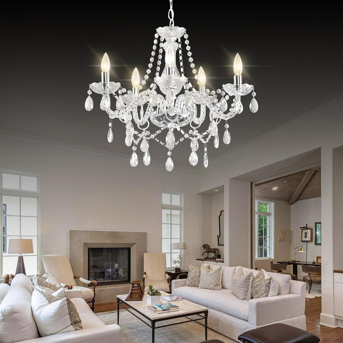 Farmhouse 5 Light K9 Crystal Chandelier PendantLightFixture