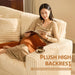 White Eighty Inch Corduroy Upholstered Sofa Cushions