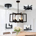 Modern Black Chandeliers for Dining Room, Industrial Metal Chandelier, 6-Light Adjustable Pendant Light for Farmhouse, Kitchen, Living Room(No E12 Bulbs)