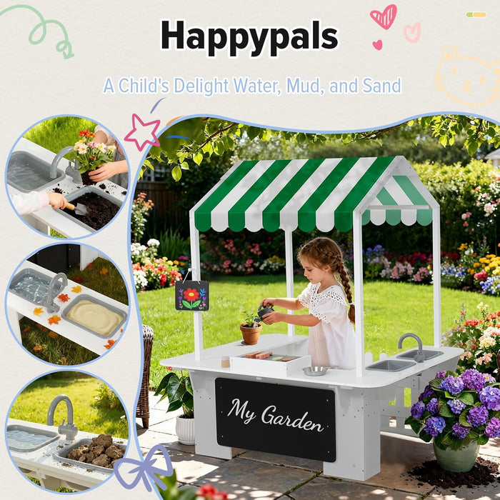 Kids Outdoor Playhouse, Mud Kitchen, BBQ Toys,Outdoor Playsets, Ideal Role Play Toy Gift for Toddlers and Kids Ages 3-8 (White)