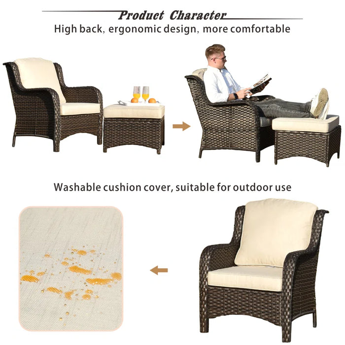 Melanson Patio 5 Piece Rattan Seating Group with Cushions