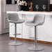 All Grey Bar Stools Set of 2, Upholstered Counter Height Bar Stool, Adjustable Swivel Faux Leather Barstools, with Padded Back, Metal Base, Kitchen Chairs for Home Island