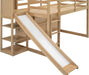 Twin EngineeredWood Loft Bed With Slide StorageShelves