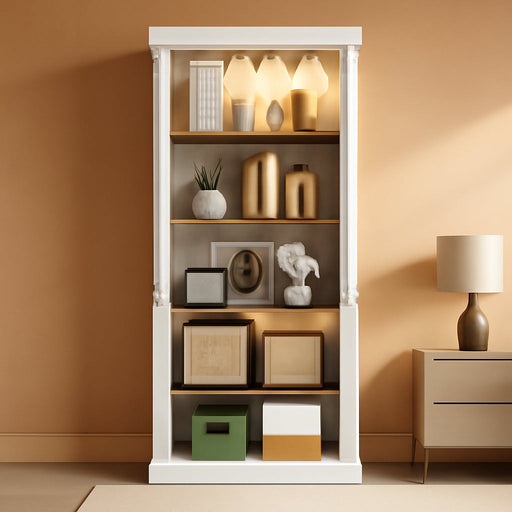 71" Tall 5-Tier Bookshelf, Large Open Display Bookcase with Ample Storage & LED Light, Floor Standing Book Shelf for Living Room, Home Office, Bedroom, White