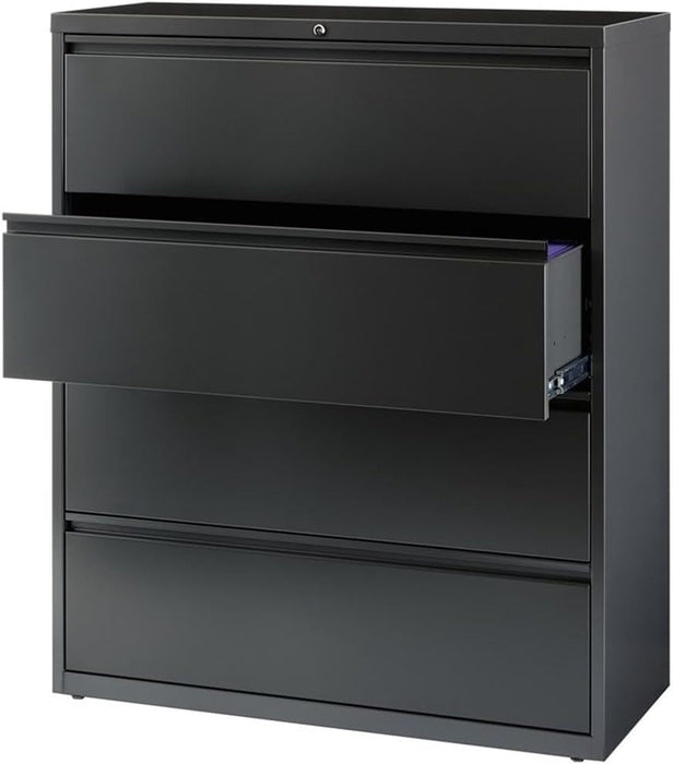 Hirsh 42 Inch Wide 4 Drawer Metal Lateral File Cabinet for Home and Office, Holds Letter, Legal and A4 Hanging Folders, Charcoal