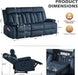 Power Reclining Sofa with Heat and Massage, Electric Reclining Couch with Drop down Table,Cup Holders, Dual Ports, Wall Hugger Recliner Sofa for Living Room,Home Theater (Blue, Sofa)