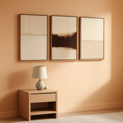 Neutral Abstract Wall Art Set of 3, 24"X36" Large Framed Textured Wall Decor, Minimalist Modern Wall Painting, Beige Black Canvas Art Print for Living Room, Bedroom, Dining Room, Office