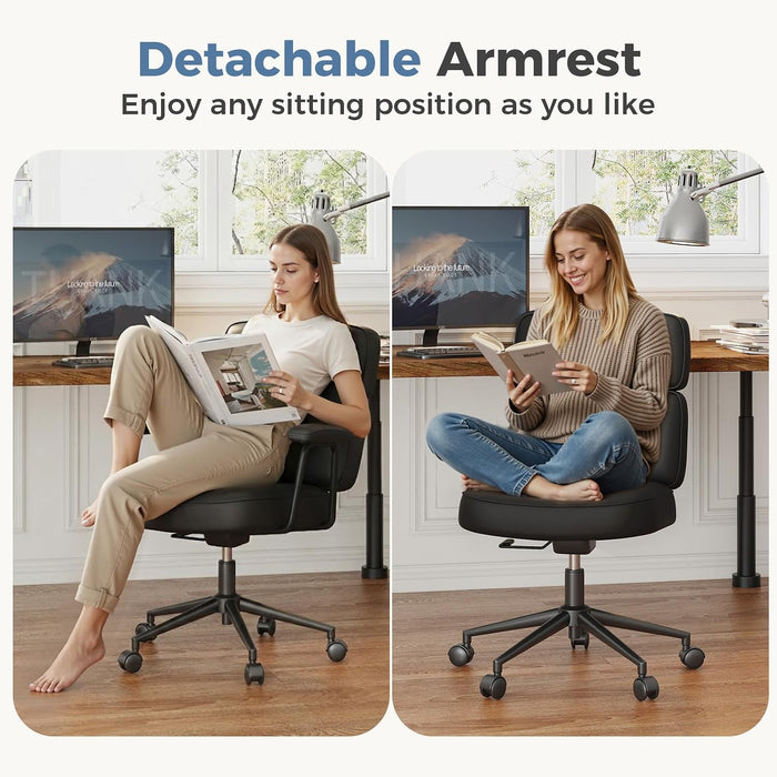 Office Desk Chair, PU Leather Computer Chair with Lumbar Support