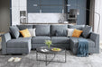  Bluish Grey U-Shaped Sectional Sofa Modular, Storage