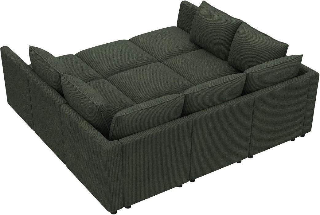 Emerald Green Modular Sleeper Sofa With HiddenStorageCompartment