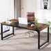 70.8 Inch X-Large Executive Computer Office Desk, Brown+Black