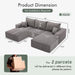 Gray 113Inch Modular Upholstered Sectional Sofa Sleeper