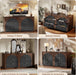 Arched Fluted Dresser for Bedroom 6 Drawers 55" Wide Walnut Black
