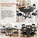 Round Dining Table Set for 4, Kitchen Table and Chairs for 4, Circle Table round Pedestal Dining Room Dinner Dinette Table Set,5 Piece Space Saving Wood Kitchen & Dining Room Tables (Black, 47In)