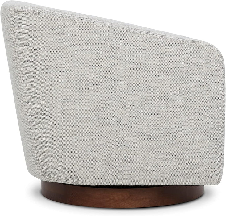 Swivel Accent Chair, FSC Certified Upholstered Fabric Barrel Chair for Living Room, Ivory
