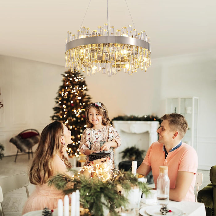 Crystal Chandelier 12 Light Brushed Nickel Dimmable