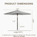 10FT Outdoor Patio Umbrella with Solar Lights, Market Table Umbrella with Push Button Tilt & Crank, 8 Sturdy Ribs, 32 LED Lights, UV Protection for Garden Lawn Deck Backyard Pool (Light Grey)