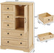 Dresser for Bedroom, Farmhouse Dresser with 5 Wooden Drawers and Storage Cabinet, 48 Inches Tall Chest of Drawers for Bedroom, Natural Oak