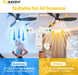 52 Inch Flush Mount Ceiling Fan with Light and Remote, Black Low Profile Ceiling Fans with Lights for Bedroom Living Room, 3 ABS Blades, Modern Quiet Reversible DC Motor, 3CCT, 6 Speeds