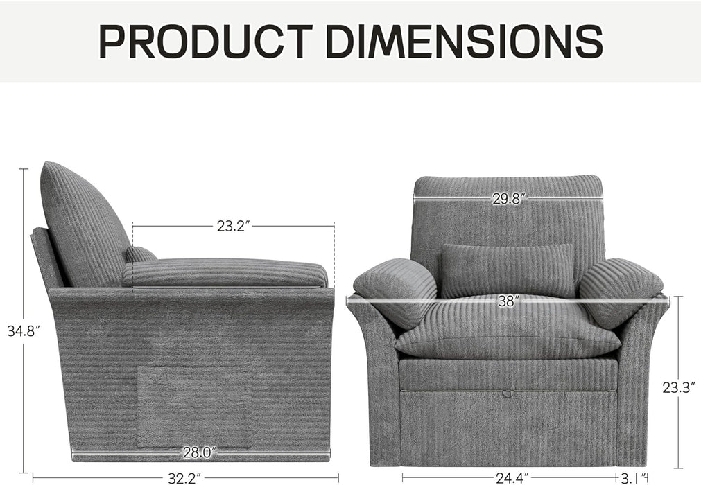 Grey 360deg Rotating Armchair ConcealedStorageSystemPro