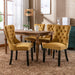 Velvet Dining Chairs Set of 4, Tufted Upholstered Dining Chairs with Nailhead Back and Ring Pull Trim, Solid Wood Dining Chairs for Kitchen/Bedroom/Dining Room (Gold)