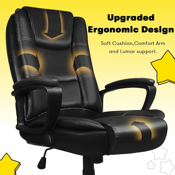 Home Office Chair, 400LBS Big and Tall Chair Heavy Duty Design, Ergonomic High Back Cushion Lumbar Back Support, Computer Desk Chair, Adjustable Executive Leather Chair with Armrest