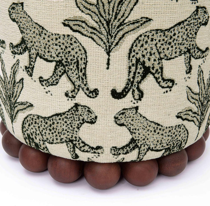 Dex Taupe Leopard Jacquard Ottoman