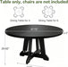 round Dining Table for 4, 47 Inches Dining Room Table with Wooden Base, Kitchen Table with Circle Tabletop, Dinner Table for Dining Room, Kitchen, Living Room, Black