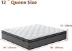 12 Inch Queen Mattress in a Box, Hybrid Cooling Gel Memory Foam & Pocketed Coils, Medium Firm, Certipur-Us Certified, Pressure Relief, Motion Isolation