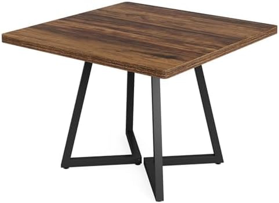 Square Dining Table 31.5in Industrial Rustic Brown