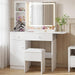 White Vanity Desk With Multifunctional Illuminated Mirror
